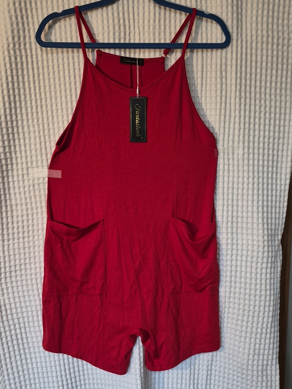 Fantaslook Red Sleeveless Pocket Camisole Romper